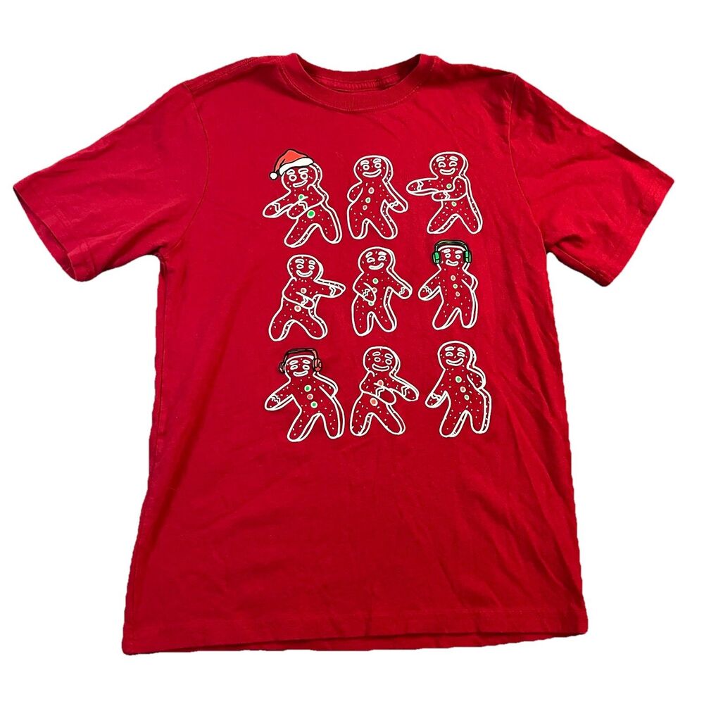 Holiday Time Gingerbread Dancing Headphones Christmas Shirt Youth Size 14/16